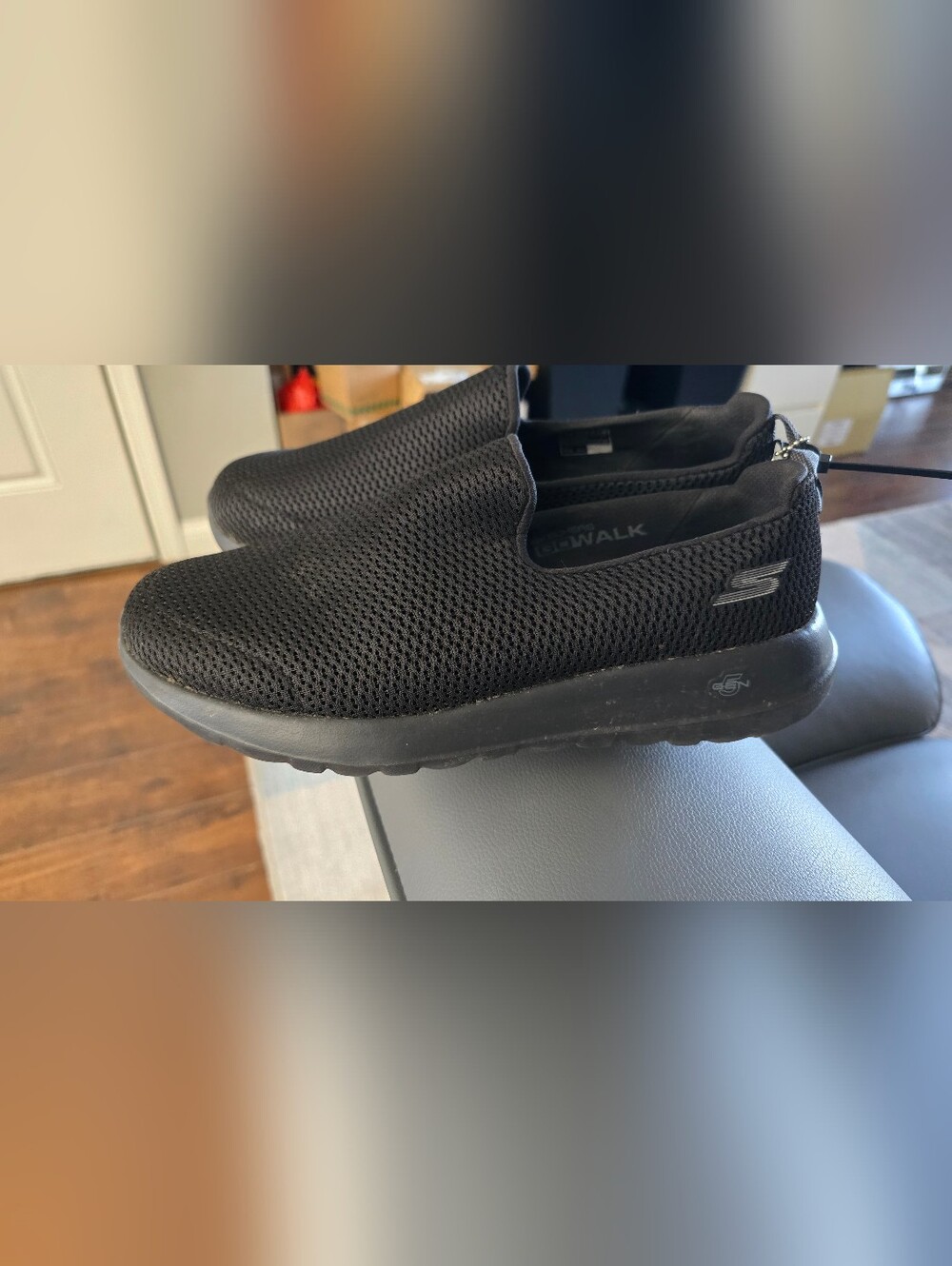 Skechers Black Slip-On Athletic Sneakers with Neon Yellow Tag